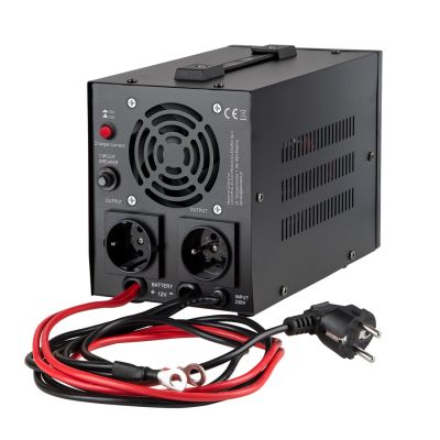 4. Zasilacz awaryjny KEMOT PROsinus-800 URZ3405B przetwornica z czystym przebiegiem sinusoidalnym i funkcją ładowania 12V 230V 800VA/500W - kolor czarny