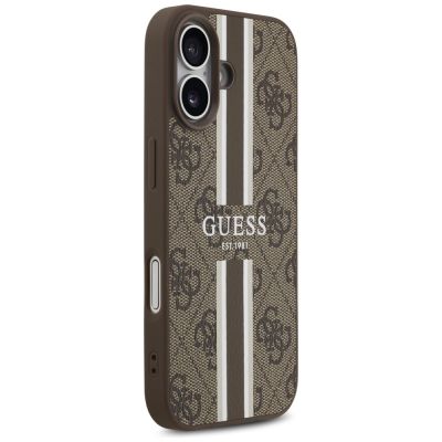 4. Etui Guess 4G Printed Stripes MagSafe na iPhone 17 - brązowe