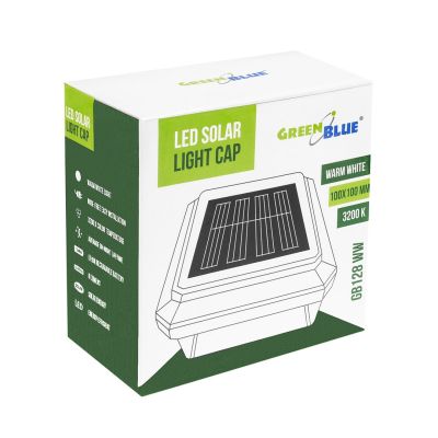 3. GREENBLUE LAMPA SOLARNA LED NA SŁUPEK. 100X100MM, DASZEK KOPERTOWY, 3200K GB128 WW