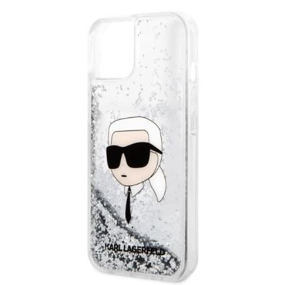 6. Etui Karl Lagerfeld Glitter Karl's Head na iPhone 14 Plus - srebrne