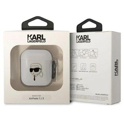 3. Etui Karl Lagerfeld Karl's Head na AirPods 1/2 - przezroczyste