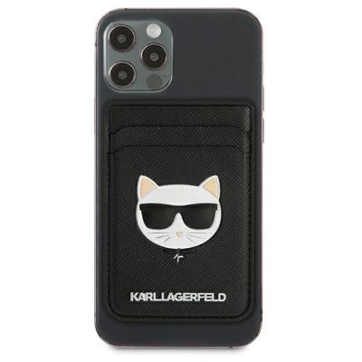2. Portfel magentyczny Karl Lagerfeld Wallet CardSlot Saffiano Choupette Head MagSafe na telefon - czarny
