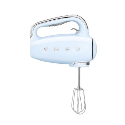21. Mikser ręczny Smeg HMF01PBEU w stylu retro z lat 50. Pastelowy niebieski