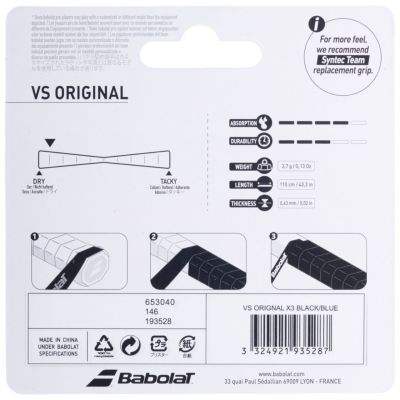 6. Owijka Babolat Vs Orginal Feel 3 szt. czarno-niebieska 653040 146/193528