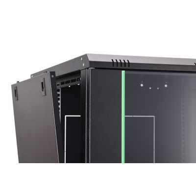 4. Szafa sieciowa wisząca DYNAmic 19" 16U rack 600x600, drzwi szyba, czarny, niedzielona, złożona, 60kg