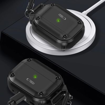 7. Etui Tech-Protect Rough Hook z karabińczykiem na Apple AirPods Pro 1 / 2 - czarny