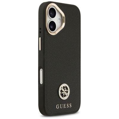 4. Etui Guess Grained Strass Logo MagSafe na iPhone 17 - czarne