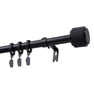 KARNISZ ROZSUWANY POJEDYNCZY FI 19 MM OMEGA CZARNY 140-220 CM Z KÓŁKAMI KOWALSKI