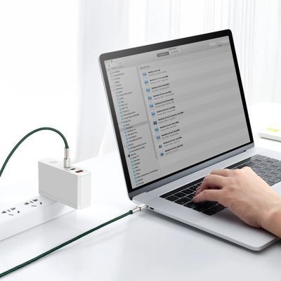 10. Kabel Baseus Cafule Series Metal Data USB-C / USB-C PD QC SCP 100W 5A 2 m - zielony