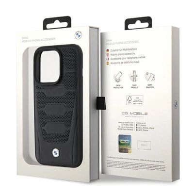 8. Etui BMW Leather Seats Pattern na iPhone 15 Pro Max - czarne