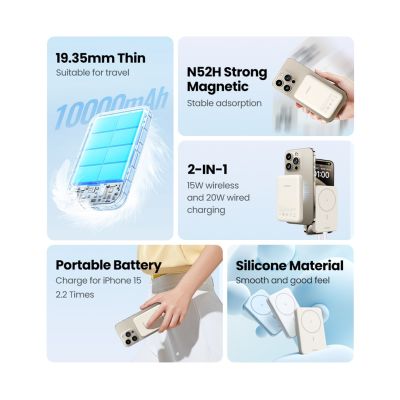 4. Powerbank Ugreen PB561 10000mAh Kremowy