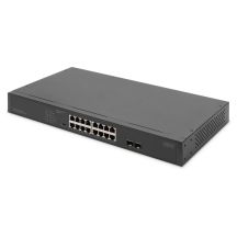 Digitus 16-portowy przełącznik sieciowy Gigabit, 19-calowy, niezarządzalny, 2 porty Uplink, SFP