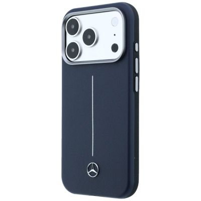 2. Etui Mercedes Leather Semi Wrap Iconic Line MagSafe na iPhone 17 Pro - granatowe