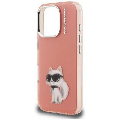 6. Etui Karl Lagerfeld IML Aquarelle Choupette & Logo na iPhone 16 Pro - różowe