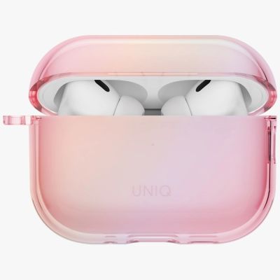 4. Etui UNIQ Iridescia Hang Case na AirPods Pro 3 - przezroczysto-różowe