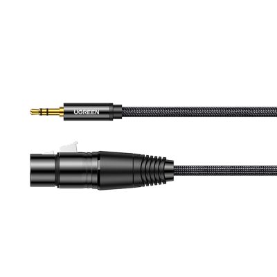 2. Ugreen kabel audio 3.5mm mini jack (męski) - XLR (żeński) 1m czarny (AV182)