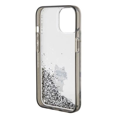 7. Etui Karl Lagerfeld Liquid Glitter Choupette do iPhone 15 - przezroczyste
