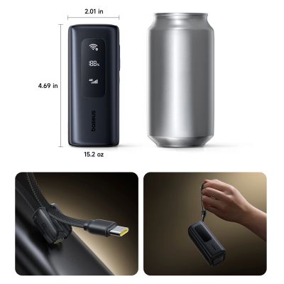 11. Powerbank Baseus EnerGeek GX11 MiFi 20000mAh 67W z funkcją Wi-Fi - czarny