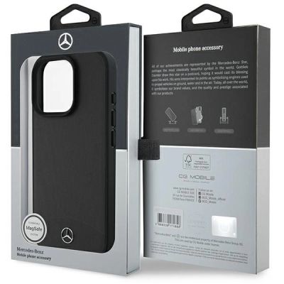 8. Etui Mercedes Textured And Plain Leather MagSafe na iPhone 16 Pro Max - czarne