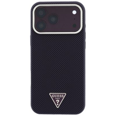 3. Etui Guess Kevlar Triangle Logo MagSafe na iPhone 17 Pro / 18 Pro - burgundowe