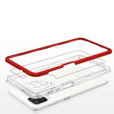 5. Clear 3in1 etui do Samsung Galaxy A22 4G żelowy pokrowiec z ramką czerwony