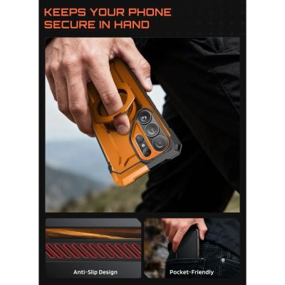 6. Etui Supcase UB Grip Mag MagSafe na Samsung Galaxy S26 Ultra - pomarańczowo-czarne