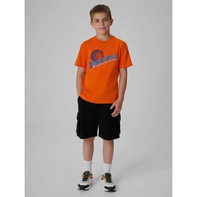 4. T-shirt regular z nadrukiem chłopięcy 4F 4FJRSS26TTSHM4278-70S