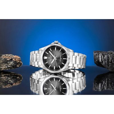 5. Zegarek Męski Giewont Elegance Sapphire Srebrno Czarny GW5160-B2
