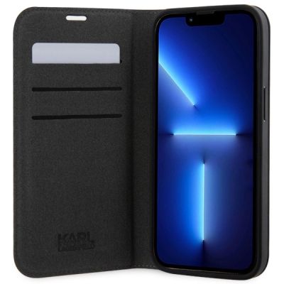 4. Etui Karl Lagerfeld Saffiano Monogram na iPhone 14 Pro Max - srebrne