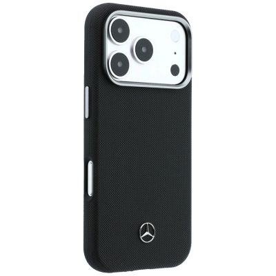4. Etui Mercedes Leather Semi Wrap Wood Effect MagSafe na iPhone 17 Pro Max - czarne