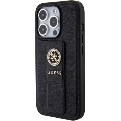2. Etui Guess Grip Stand 4G Saffiano Strass na iPhone 15 Pro Max - czarne