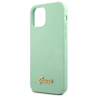 6. Etui Guess Metal Logo Script na iPhone 12 Pro Max 6,7" - zielone
