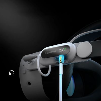 4. Pasek na głowę z baterią BoboVR E3 Pro do Meta Quest 3 i 3S - biało-czarny