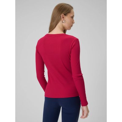 2. Longsleeve slim z prążkowanej dzianiny damski 4F 4FRAW25TLONF656-53S