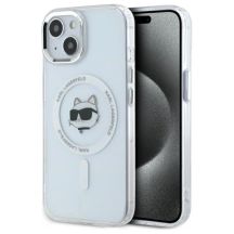 Etui Karl Lagerfeld IML Metal Choupette Head MagSafe na iPhone 15 Plus - białe