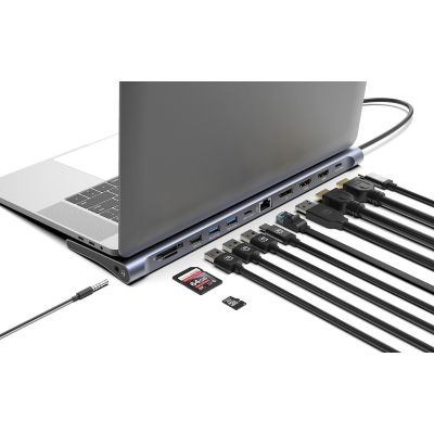 2. MANHATTAN Stacja dokująca 12-w-1 4K 1xHDMI 2xDP 3xUSB-A