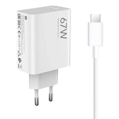 5. Ładowarka sieciowa Xiaomi BHR9465EU 67W 6.2A USB-A z kablem USB-C - biała