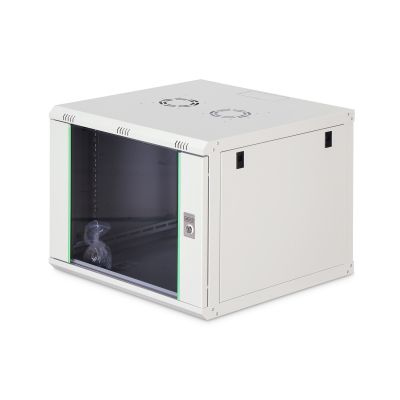 42. Szafa sieciowa wisząca DYNAmic 19" 9U rack 600x600, drzwi szyba, szary, niedzielona, złożona, 60kg