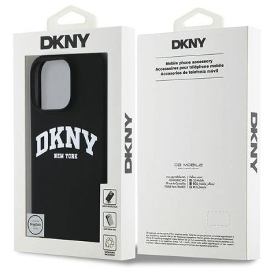 8. Etui DKNY Silicone White Printed Logo MagSafe na iPhone 16 Pro Max - czarne