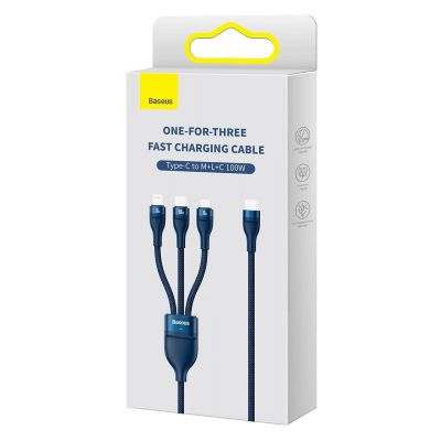 5. Baseus Flash Series II kabel USB Typ C / USB Typ C / Lightning / micro USB 100 W 1,5 m niebieski (CASS030203)