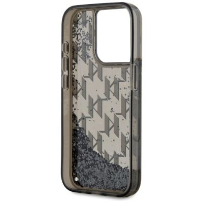 7. Etui Karl Lagerfeld Liquide Glitter Monogram Gradient na iPhone 15 Pro - czarne