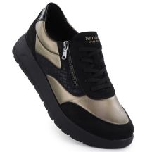 Komfortowe półbuty damskie czarno-złote Remonte D2V02-04