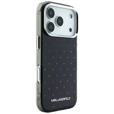 4. Etui Karl Lagerfeld IML Rhinestones Allover and Electroplated Logo na iPhone 17 Pro / 18 Pro  - czarne