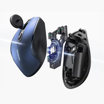 6. Mysz optyczna Ugreen MU006 bezprzewodowa USB 2.4GHz / Bluetooth 5.0 4000 DPI - niebieska