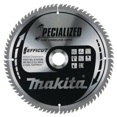 T.C.T. tarcza Makita B-67240 260X2.15X30mm 10° T80 EFFICUT
