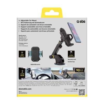 4. Uchwyt na smartfona SBS TEHWSUPWIND teleskopowy z przyssawką - czarny