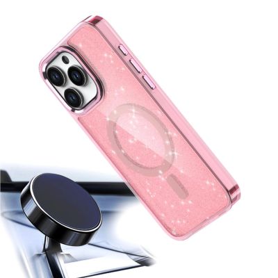 6. Etui Glitter Case MagSafe na iPhone 16 Pro - różowe z brokatem