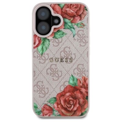 3. Etui Guess 4G Flowers Print MagSafe na iPhone 16 6.1" - różowe