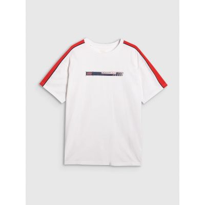 7. T-shirt oversize z nadrukiem męski 4F 4FRAW25TTSHM3227-10S