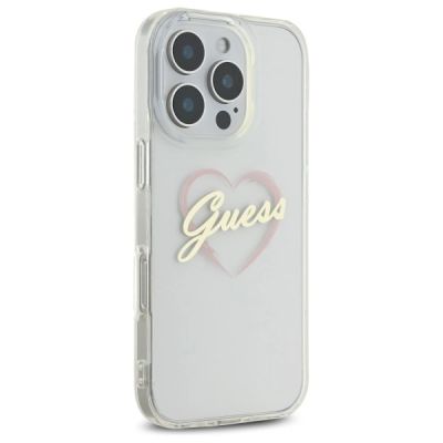 4. Etui Guess IML Heart na iPhone 16 Pro - przezroczyste